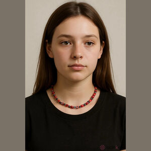 University of Georgia Red Silver Beaded Necklace